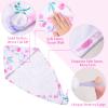 Basumee Microfiber Hair Towel Wrap for Kids 2 Pack Rapid Drying Hair Towel with Button Hair Turbans for Wet Hair Wraps Head Towel Wrap for Women and Girls, Flower view 4