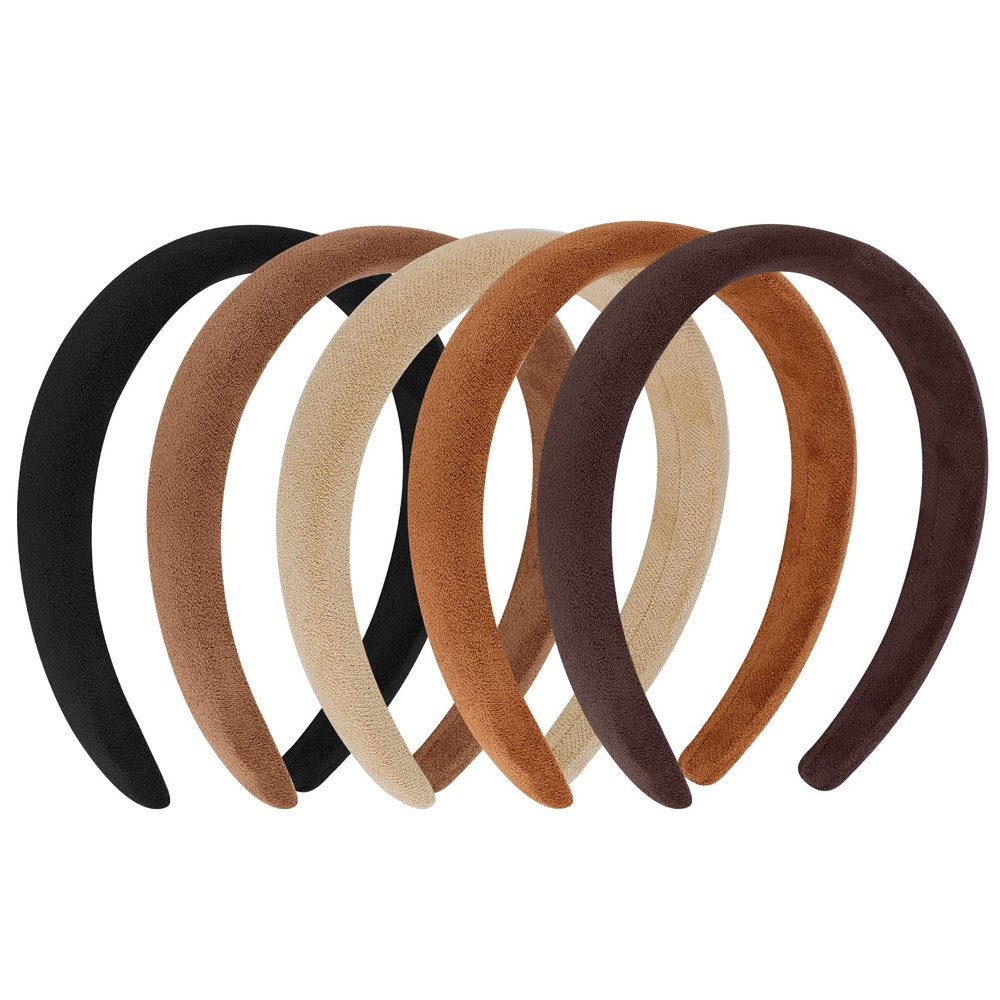 ACO-UINT 5 Pack Headbands for Women, Padded Soft Fabric Headbands, Fashion Sponge Head Bands for Hair Thick Headbands for Girls Hair Accessories