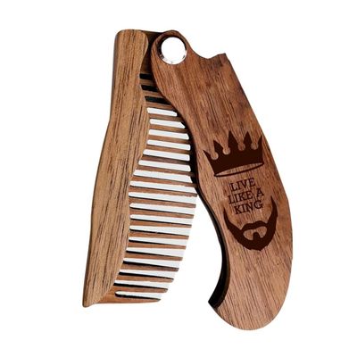 Beard Comb Personalized Gifts Anniversary Gift Wooden Brush Custom Comb Groomsmen Gift Hair Brush Pocket Brush Birthday Gift for Boyfriend (Live Like King)
