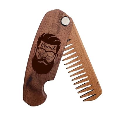 Beard Comb Personalized Gifts Anniversary Gift Wooden Brush Custom Comb Groomsmen Gift Hair Brush Pocket Brush Birthday Gift for Boyfriend (Beard Freedom)