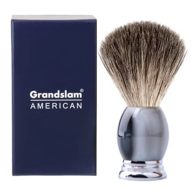 Grandslam Luxury Badger Shaving Brush Handmade Pure Badger Hair Brush with Gray Resin Handle Heavy Alloy Base + Badger Bristle