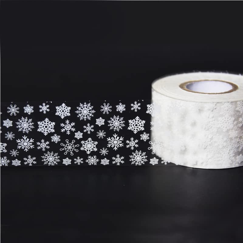 100M NailMAD White Snowflake Foils Nail Transfer Foil Decals Clear Christmas Decoration Paper (Color #18)
