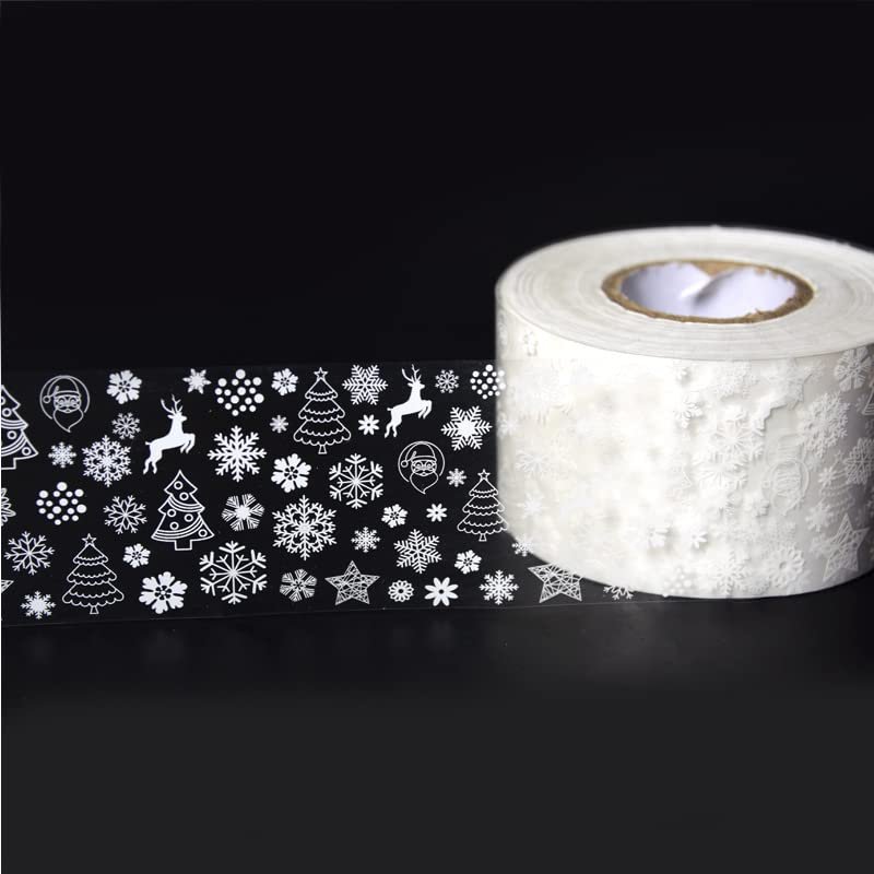 100M NailMAD White Snowflake Foils Nail Transfer Foil Decals Clear Christmas Decoration Paper (Color #20)