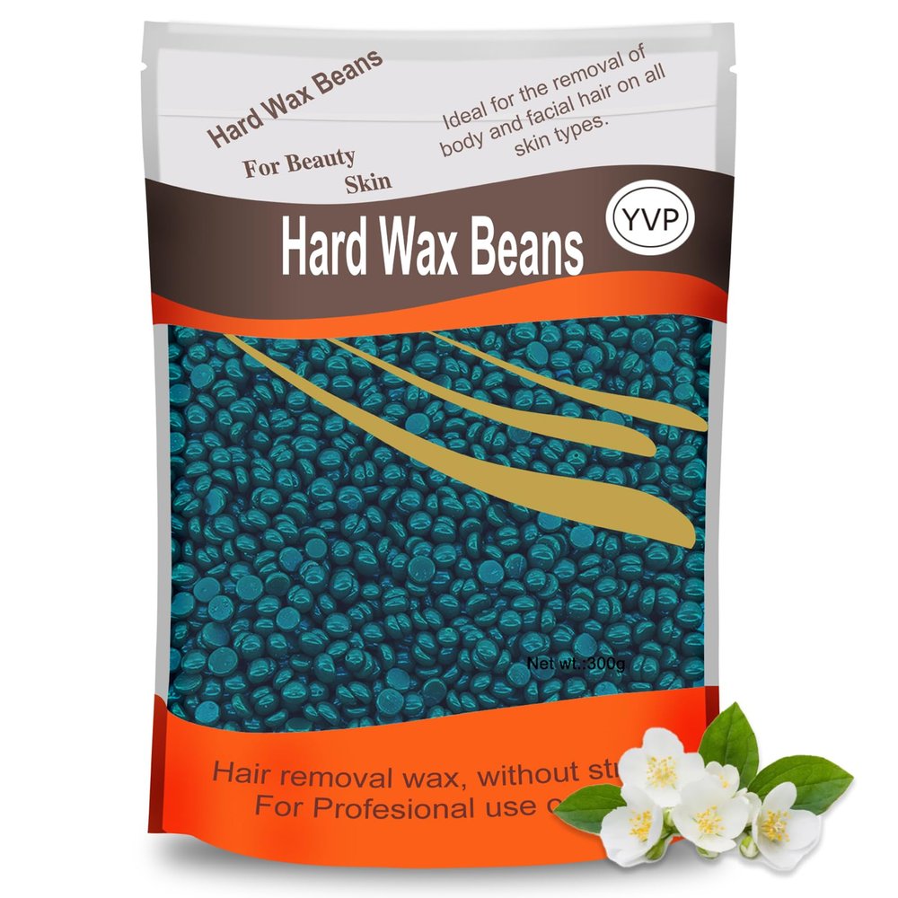 Yovanpur Hard Wax Beads for Brazilian Waxing, Sensitive Skin, Face, Eyebrow, Back, Chest, Legs At Home - Pearl Wax, 300g/bag (Dark Green)
