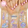 xo, Fetti Disco Birthday Party Temporary Tattoos - 48 Iridescent Foil Pcs | Birthday Girl Party Decorations, Dancing Queen, 70s Groovy Party view 1