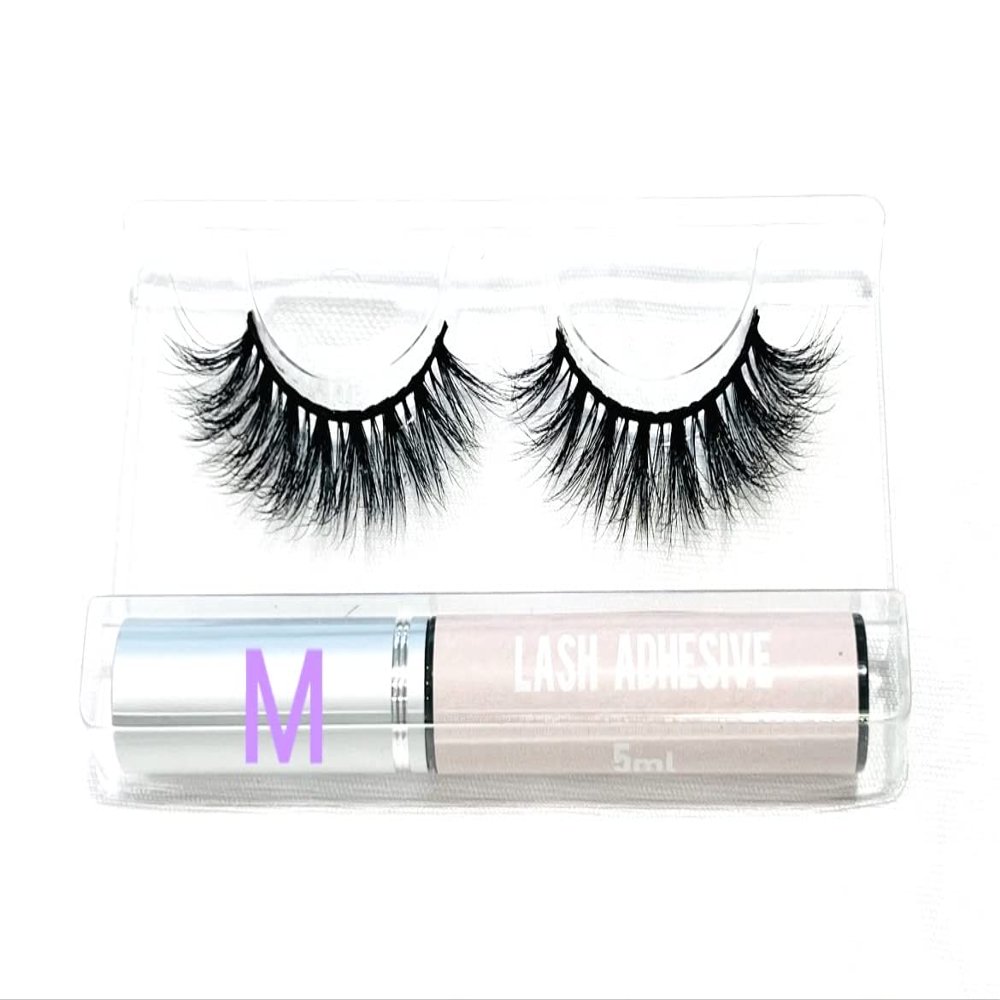 BITARIOS 3D MINK LASHES WITH GLUE EYELINER (Merit)