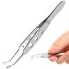 TEHAUX Meibomian Gland Expressor, Stainless Steel Eyelid Massage Tweezer with Positioning Pin, Prevent Excessive Force, Rectangle Tip Eyelid Expressor for Dry Eyes (Silver) view 1