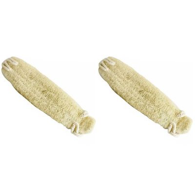 Healifty 2pcs Natural Loofah Bath Sponge Body Scrubber for Deep Cleansing Strap Design for Cleaning and Exfoliating Bath Sponge Beige Color