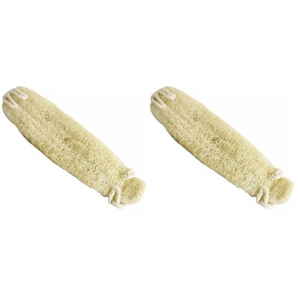 Healifty 2pcs Natural Loofah Bath Sponge Body Scrubber for Deep Cleansing Strap Design for Cleaning and Exfoliating Bath Sponge Beige Color