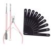 Makartt Nail File 180 240 Grit Emery Boards for Nails 10pcs Nail Files Bundle with Cuticle Trimmer with Cuticle Pusher, 3 PCS Pink Nippers view 1