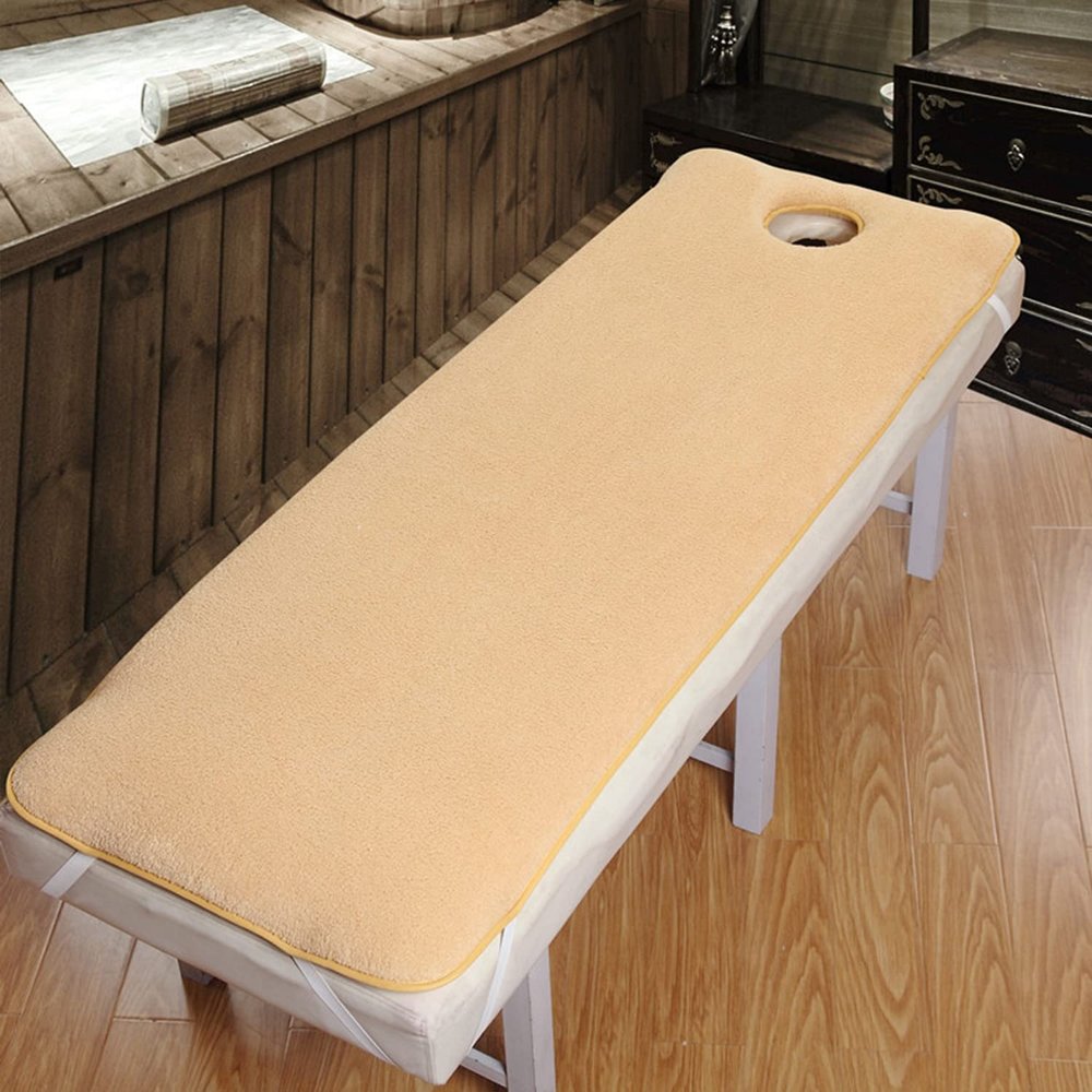 Square/Round/Trapezoid Head Massage Table Mattress Pad Spa Bed Mattress Topper with Face Breat Hole Beauty Salon Bed Sheets Facial Massage Table Bed Cover Mattress Pad,Camel r,70x185cm