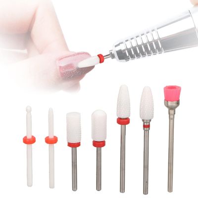 7Pcs Set Nail Drill Bits Set with Grinding Head Holder, Professional Ceramic Display Manicure Pedicure Bits, Acrylic Gel Nails Cuticle Manicure Pedicure