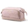 BAGSMART Travel Makeup Bag, Cosmetic Bag Make Up Organizer Case, Dorm Room Essentials Large Wide-open Pouch Women Travel Essentials Double Layers Purse for Toiletries Accessories Brushes Pink view 1