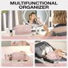 BAGSMART Travel Makeup Bag, Cosmetic Bag Make Up Organizer Case, Dorm Room Essentials Large Wide-open Pouch Women Travel Essentials Double Layers Purse for Toiletries Accessories Brushes Pink view 4