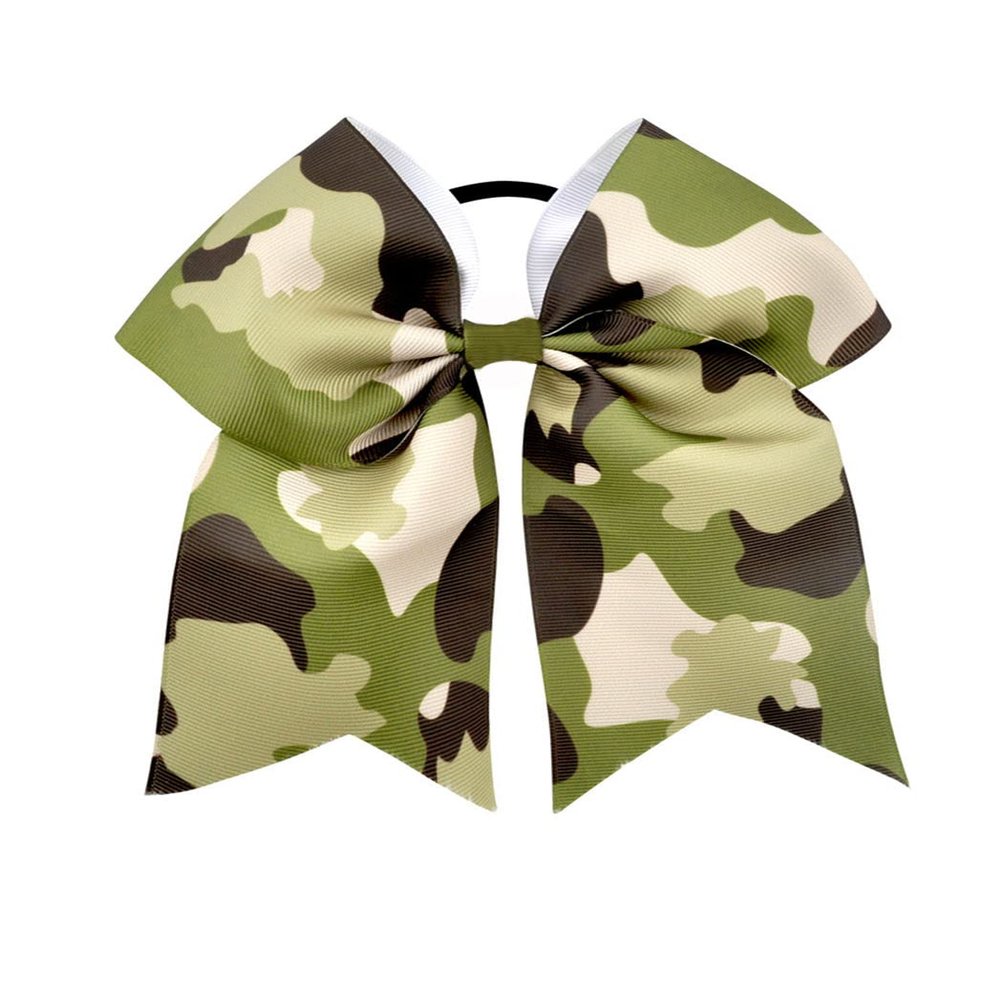 BBTDIN Camouflage Hair Clip, Green Tye Dye Ponytail Holder Bow for Girls's Daily Wear, Military Theme Party, Team Cheer Competitions, High School Practice, Hair Securing, 7.87 Inches