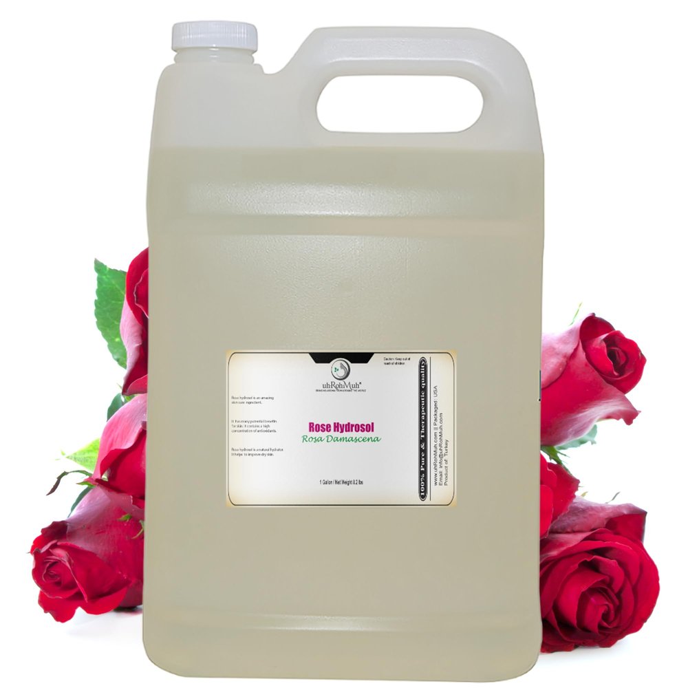 uh*Roh*Muh Pure Rose Hydrosol - 100% Natural & Pure Rose Water Hydrosol for Face & Body | Distilled Bulk Rosewater for Hair, Face and Skin - Sourced from India - 1 Gal (Net Wt. 3.7 kg / 8.2 lb)