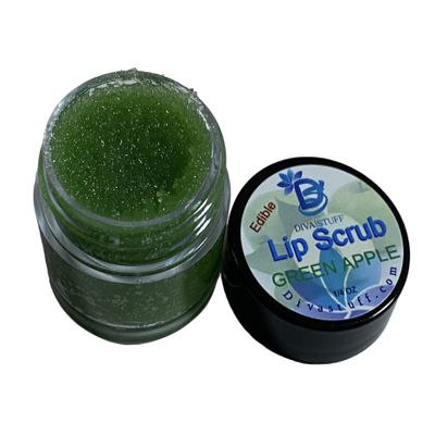 Diva Stuff Ultra Hydrating Lip Scrub for Soft Lips, Gentle Exfoliation, Moisturizer & Conditioner,  oz - Made in the USA (Green Apple)