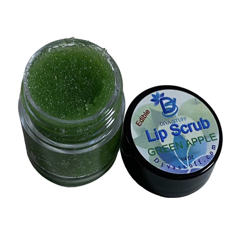 Diva Stuff Ultra Hydrating Lip Scrub for Soft Lips, Gentle Exfoliation, Moisturizer & Conditioner, oz - Made in the USA (Green Apple)
