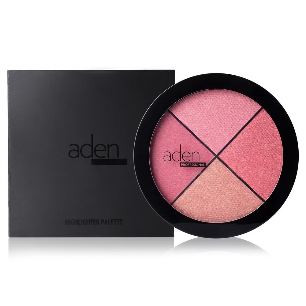 aden 4 Blusher Palette Makeup  22gr  Natural & Durable Quality Light Coverage & Inner Glow  MADE IN ITALY (Blusher Palette)