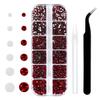 4240Pcs Dark Red Flatback Rhinestones 6 Sizes Crystal Diamonds for Nail Art Crafts Clothes Shoes with Tweezers and Picking Pen view 1