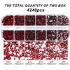 4240Pcs Dark Red Flatback Rhinestones 6 Sizes Crystal Diamonds for Nail Art Crafts Clothes Shoes with Tweezers and Picking Pen view 3