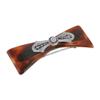 1928 Jewelry Brown Tortoise With Filigree And Crystal Accent Bow 4 Inch Hair Barrette Clip For Women, (1 Pcs) view 1