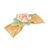 1928 Jewelry Large Pink & Green Porcelain Flower Mesh Bow 3.64 Inch Hair Barrette Clip For Women, (1 Pcs), Handmade Flowers, Botanical Inspired Floral Accessories, Made In USA view 1