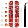 4240Pcs Orange Flatback Rhinestones 6 Sizes Crystal Diamonds for Nail Art Crafts Clothes Shoes with Tweezers and Picking Pen view 1
