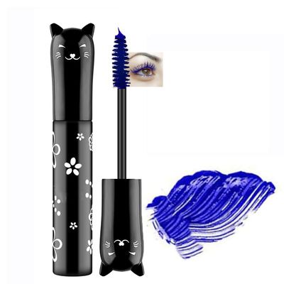 Easilydays Colored Waterproof Mascara for Eyelashes, 6 Color Colorful Mascara Long Lasting Thick Mascara Rainbow Color Fiber Charming Mascara Makeup, Cosplay Brown White Black Pink Purple Blue Eye Lashes Party Stage Use (#04 Blue)