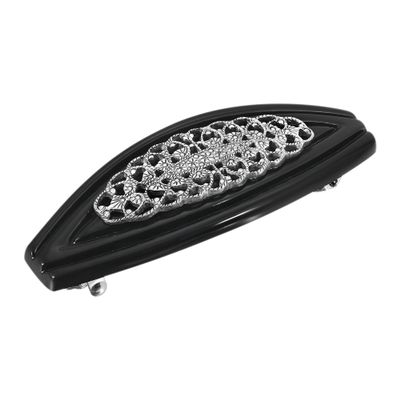 1928 Bridal Filigree Austrian Oval Crystal 1.89 Inch Hair Barrette Clip For Women, (1 Pcs)