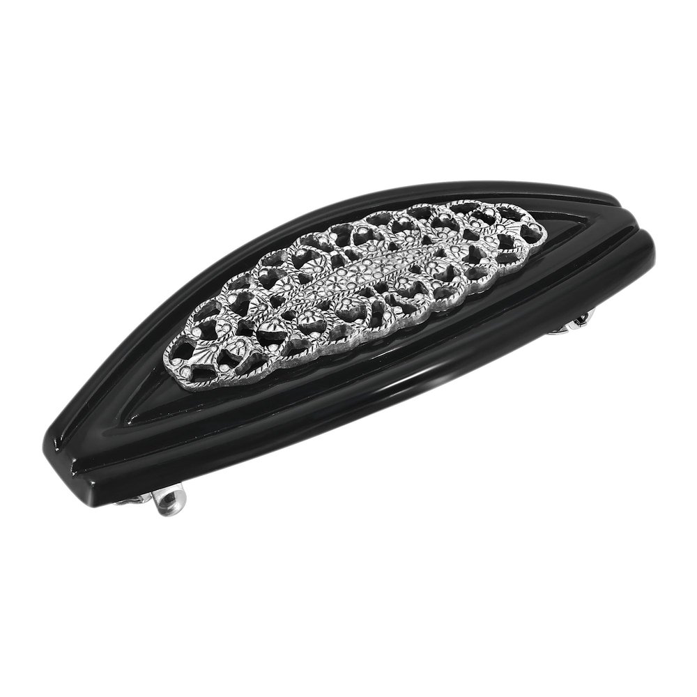1928 Bridal Filigree Austrian Oval Crystal 1.89 Inch Hair Barrette Clip For Women, (1 Pcs)