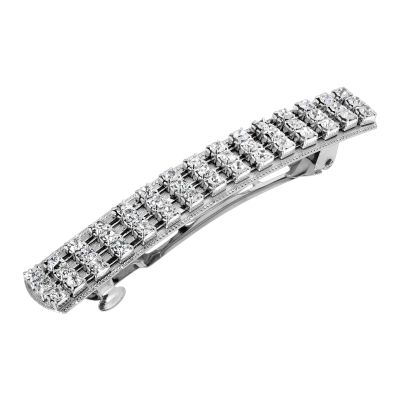 1928 Jewelry Small Multi Clear Crystal 3.48 Inch Hair Barrette Clip For Women, (1 Pcs)