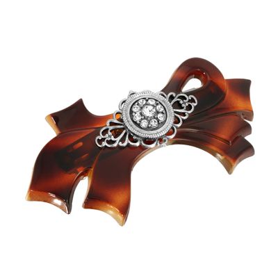 1928 Jewelry Large Clear Multi Crystal 3.74 Inch Hair Barrette Clip For Women, (1 Pcs)