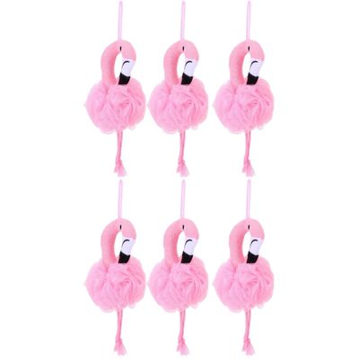 Beaupretty 6 Pcs Flamingo Bath Balls for Kids - Soft Shower Sponges for Gentle Skin Massage and Deep Cleansing Suitable for Home and Hotel Bathing 10.23X4.72X7.08 Inches