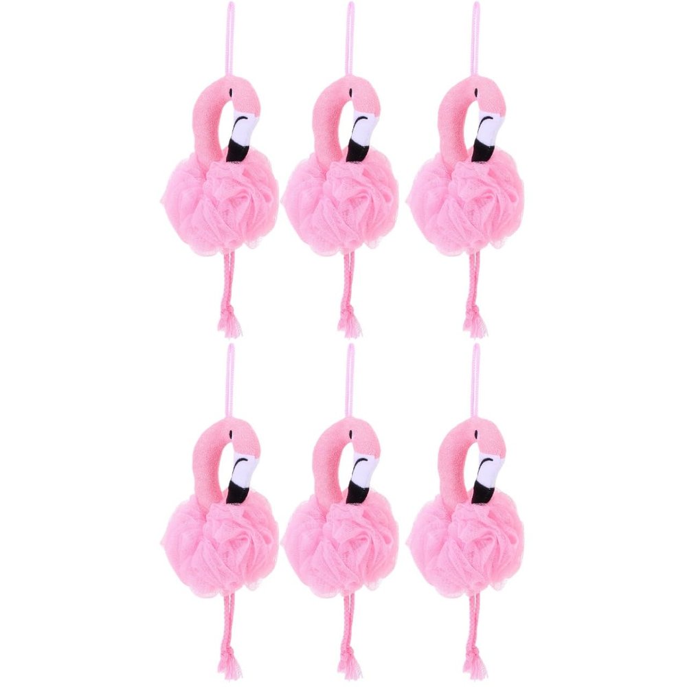 Beaupretty 6 Pcs Flamingo Bath Balls for Kids - Soft Shower Sponges for Gentle Skin Massage and Deep Cleansing Suitable for Home and Hotel Bathing 10.23X4.72X7.08 Inches