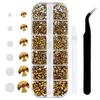 4240Pcs Gold Flatback Rhinestones 6 Sizes Crystal Diamonds for Nail Art Crafts Clothes Shoes with Tweezers and Picking Pen view 1