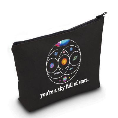 LEVLO Music Band Cosmetic Make Up Bag Star Moon Sun Lover Gift You'Re a Sky Full Of Stars Make Up Zipper Bag (Full Of Stars Black)
