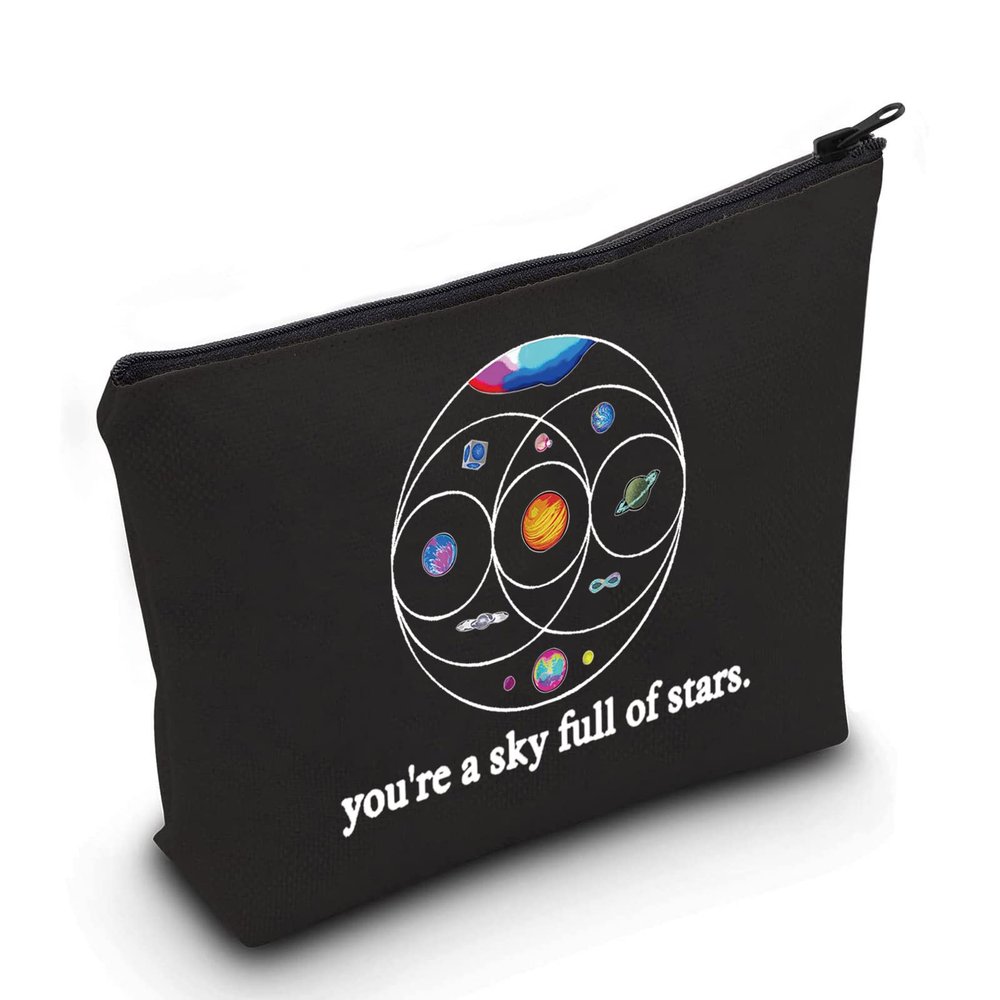 LEVLO Music Band Cosmetic Make Up Bag Star Moon Sun Lover Gift You'Re a Sky Full Of Stars Make Up Zipper Bag (Full Of Stars Black)