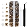 4240Pcs Brown Flatback Rhinestones 6 Sizes Crystal Diamonds for Nail Art Crafts Clothes Shoes with Tweezers and Picking Pen view 1