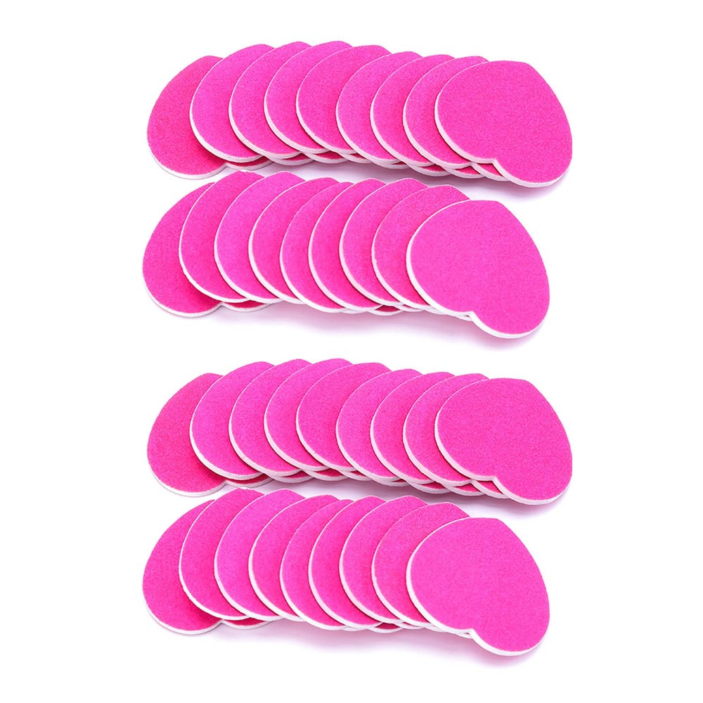 50PCS Creative Heart Shaped Nail File Block Double Sided Manicure Strips Pink Color Nail Buffering Files for Polishing