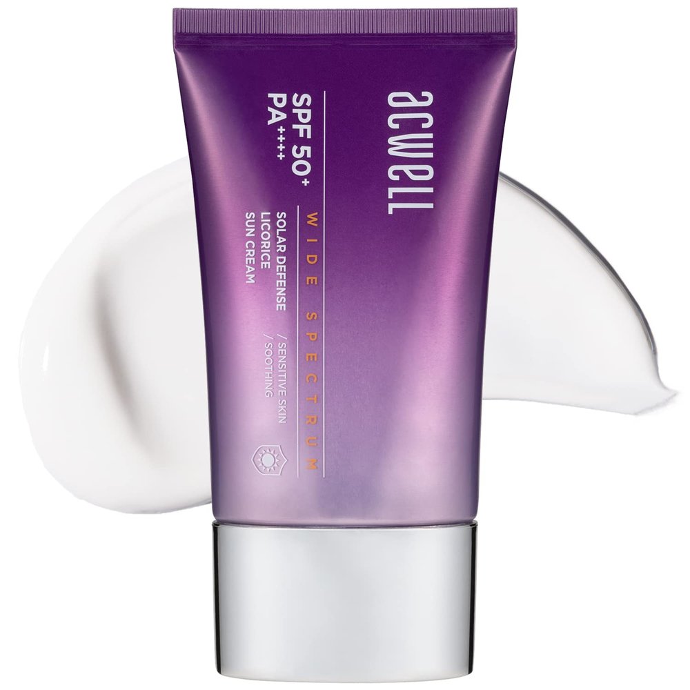 ACWELL Solar Defence Licorice Sunscreen SPF 50+ PA++++  Anti Sebum & Skin Calming Face Sunblock  Chemical and Physical UV & Sunray Protection - Sweat & Sebum Proof  Reef Safe, 1.69oz.
