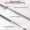 SGNEKOO Professional Facial Milia Removal Tool and Whitehead Extractor,Titanium Alloy Double Ended Needle and Steel Tweezers Kit,Blackhead,Blemish,Zit and Pimple Acne Remover Popper (Stainless Silver) view 3