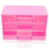 FOMIYES Multifunction Desktop Storage Holder with 9 Drawers, Cosmetic Storage Organizer, Drawer Style Storage Box for Small Parts Art Craft Makeups,7.00X4.60X3.81in Rosy view 1