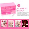 FOMIYES Multifunction Desktop Storage Holder with 9 Drawers, Cosmetic Storage Organizer, Drawer Style Storage Box for Small Parts Art Craft Makeups,7.00X4.60X3.81in Rosy view 4