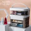 Makeup Organizer Makeup Box with Mirror Portable Makeup Train Case Cosmetic Storage Box with Drawers for Lipsticks Make Up Organizer Stands for Bathroom, Dresser view 2