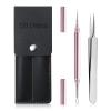 SGNEKOO Professional Facial Milia Removal Tool and Whitehead Extractor,Titanium Alloy Double Ended Needle and Steel Tweezers Kit,Blackhead,Blemish,Zit and Pimple Acne Remover Popper (Stainless Pink) view 1
