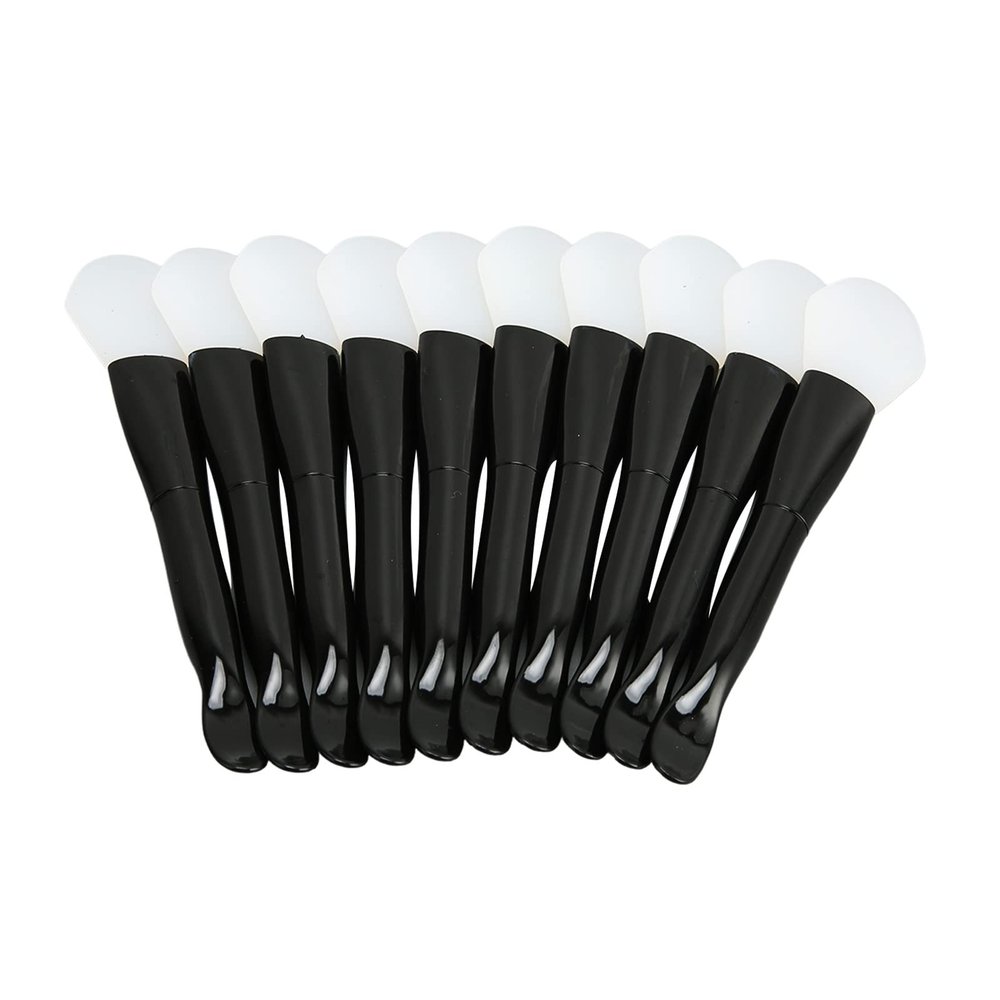 10pcs Mask Brush, Dual Sided with Spoon Soft Silicone Black Handle Mask Applicator Brush