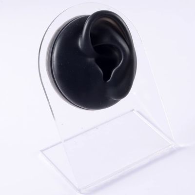 GatherTOOL 1PC Silicone Model Tattoo Puncture Practice Simulation Human Body Part Display Ear Nose Lip Navel Tongue Piercing Jewelry (Color : Black Left Ear)