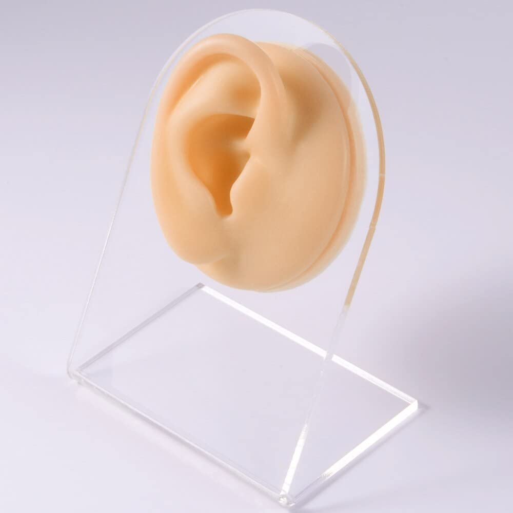 GatherTOOL 1PC Silicone Model Tattoo Puncture Practice Simulation Human Body Part Display Ear Nose Lip Navel Tongue Piercing Jewelry (Color : Skin Right Ear)