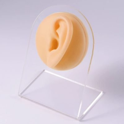 GatherTOOL 1PC Silicone Model Tattoo Puncture Practice Simulation Human Body Part Display Ear Nose Lip Navel Tongue Piercing Jewelry (Color : Skin Left Ear)